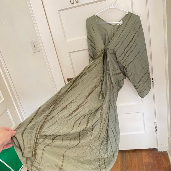 Earthbound Trading Co. Tie Dye Long Flowy bohemian Duster lightweight olive OS - Picture 9 of 12